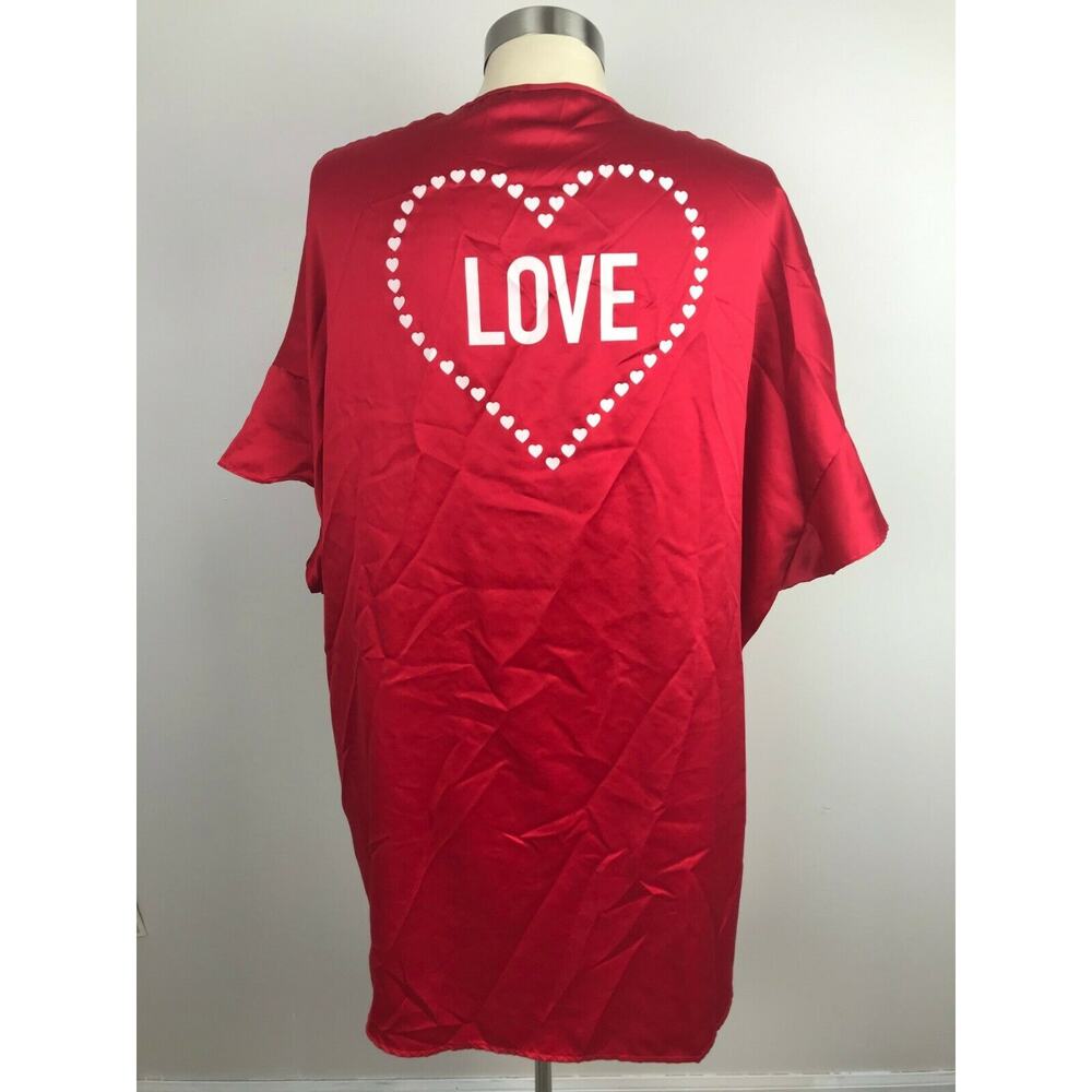 LOVE Red One Size Satin Robe - Picture 6 of 9